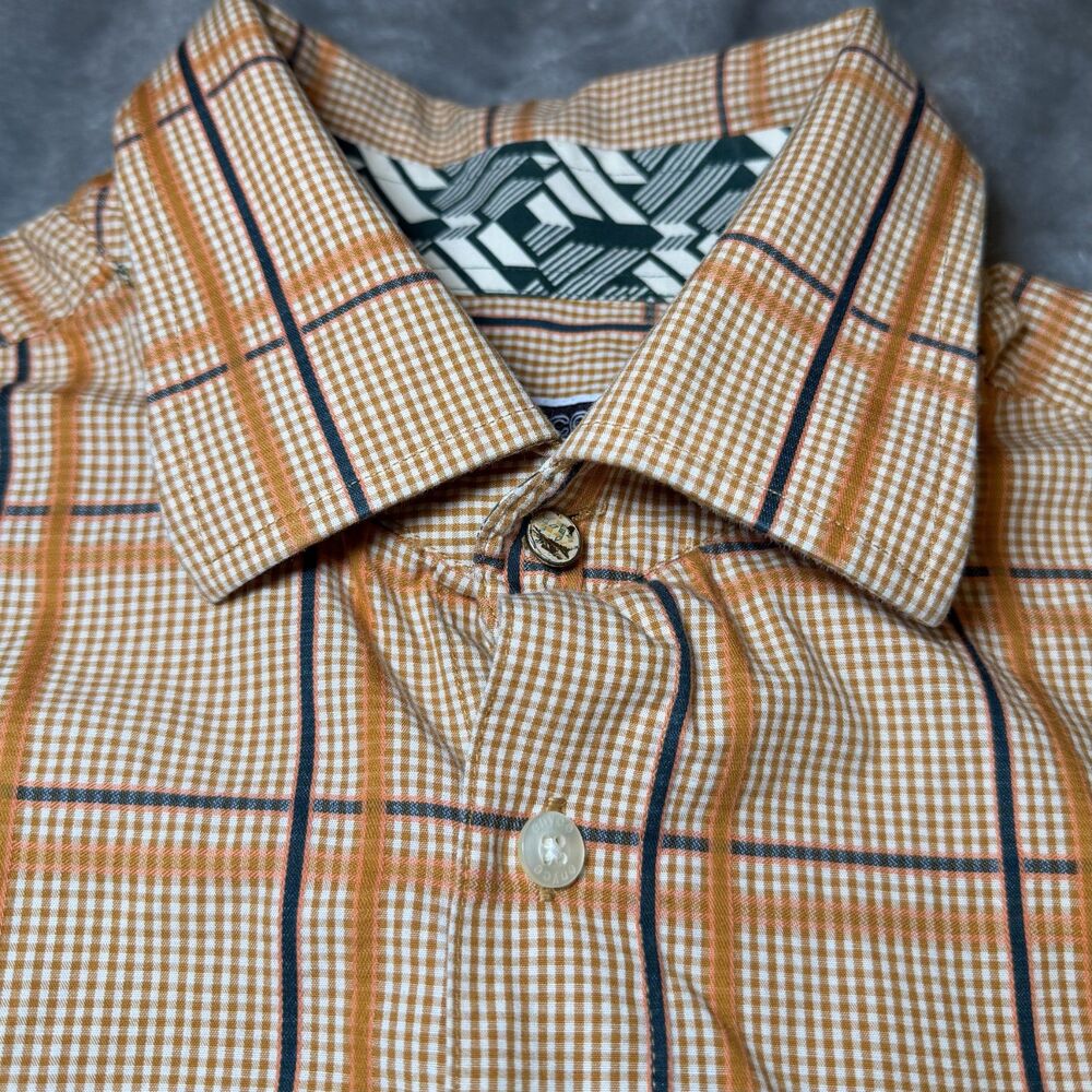 Enyce Clothing Co Mens Size XL Plaid Shirt Orange Brown Long Sleeve Streetwear - Picture 6 of 16